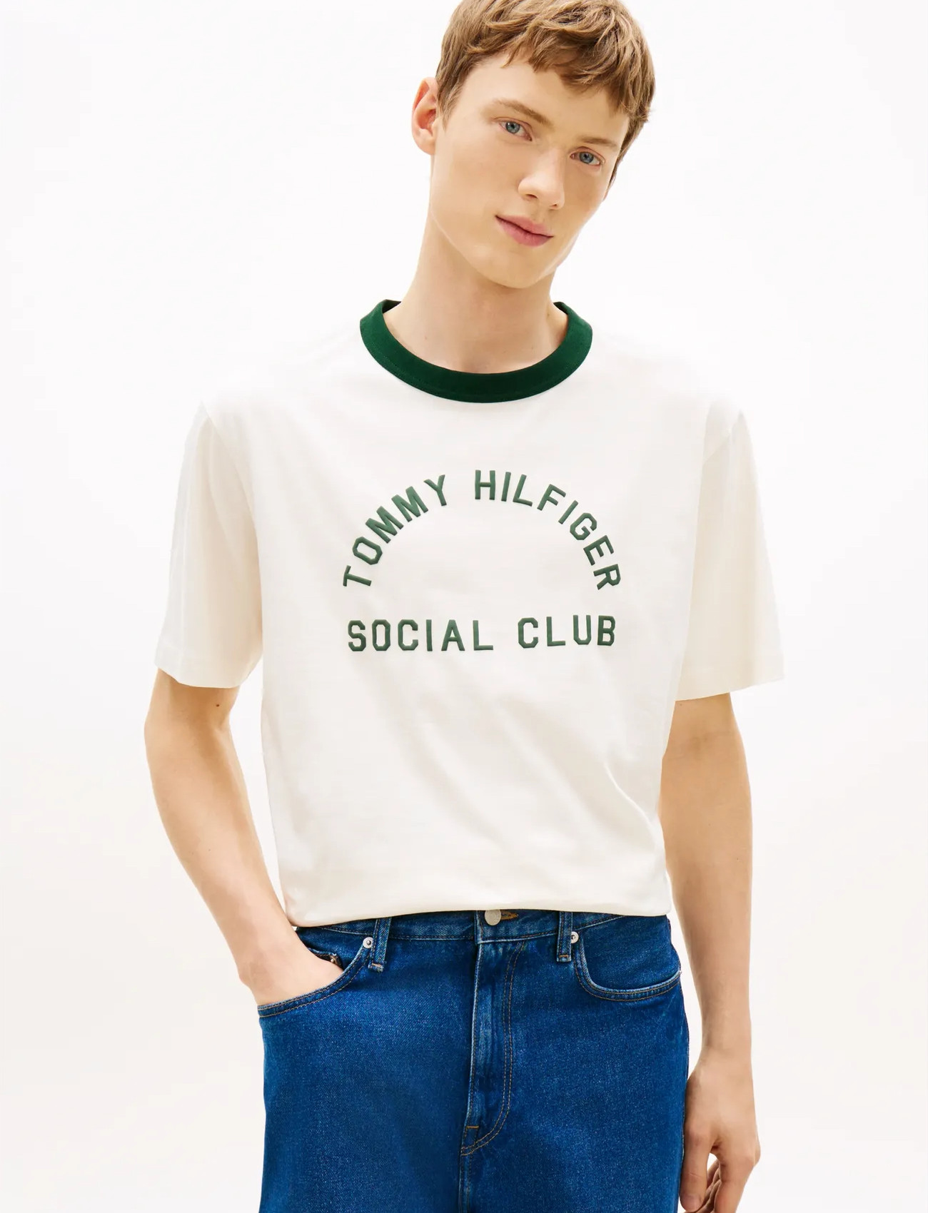 Tommy Hilfiger Country Club Ringer Tee, S, Cream, T-Shirts > Kortærmede, Herre