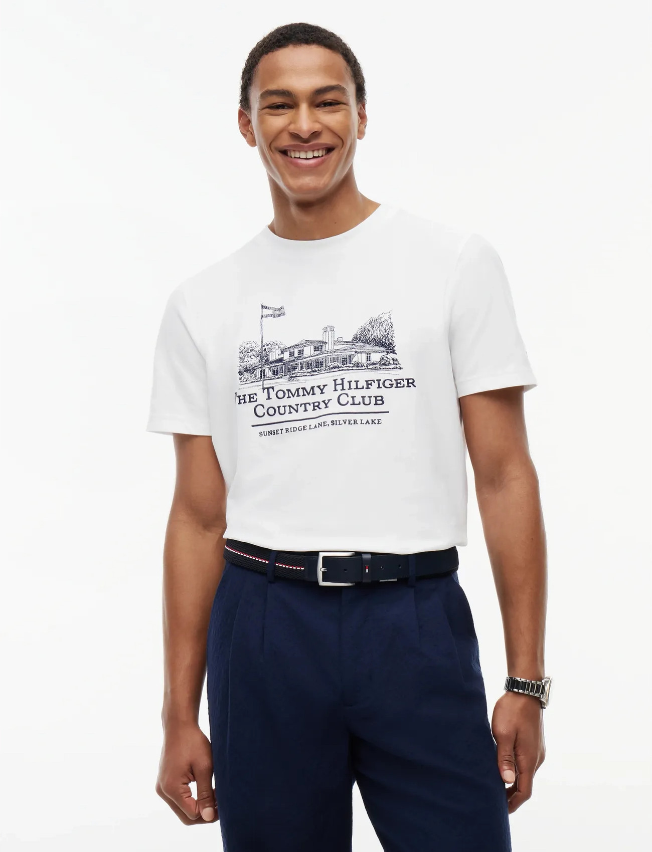 Tommy Hilfiger Country Club Graphic Tee, M, White, T-Shirts > Kortærmede, Herre
