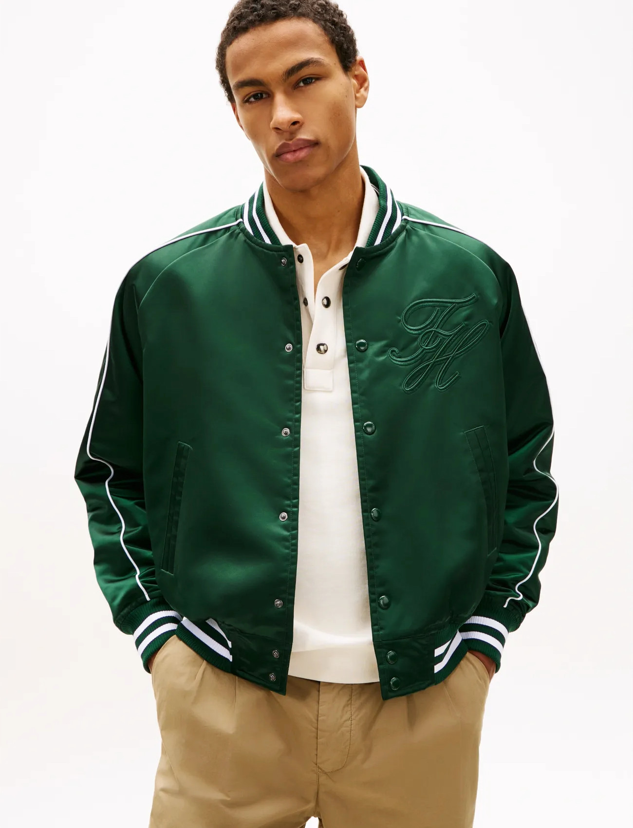 Tommy Hilfiger Nylon Varsity, L, Green, Jakker > Varsity-Jakker, Herre