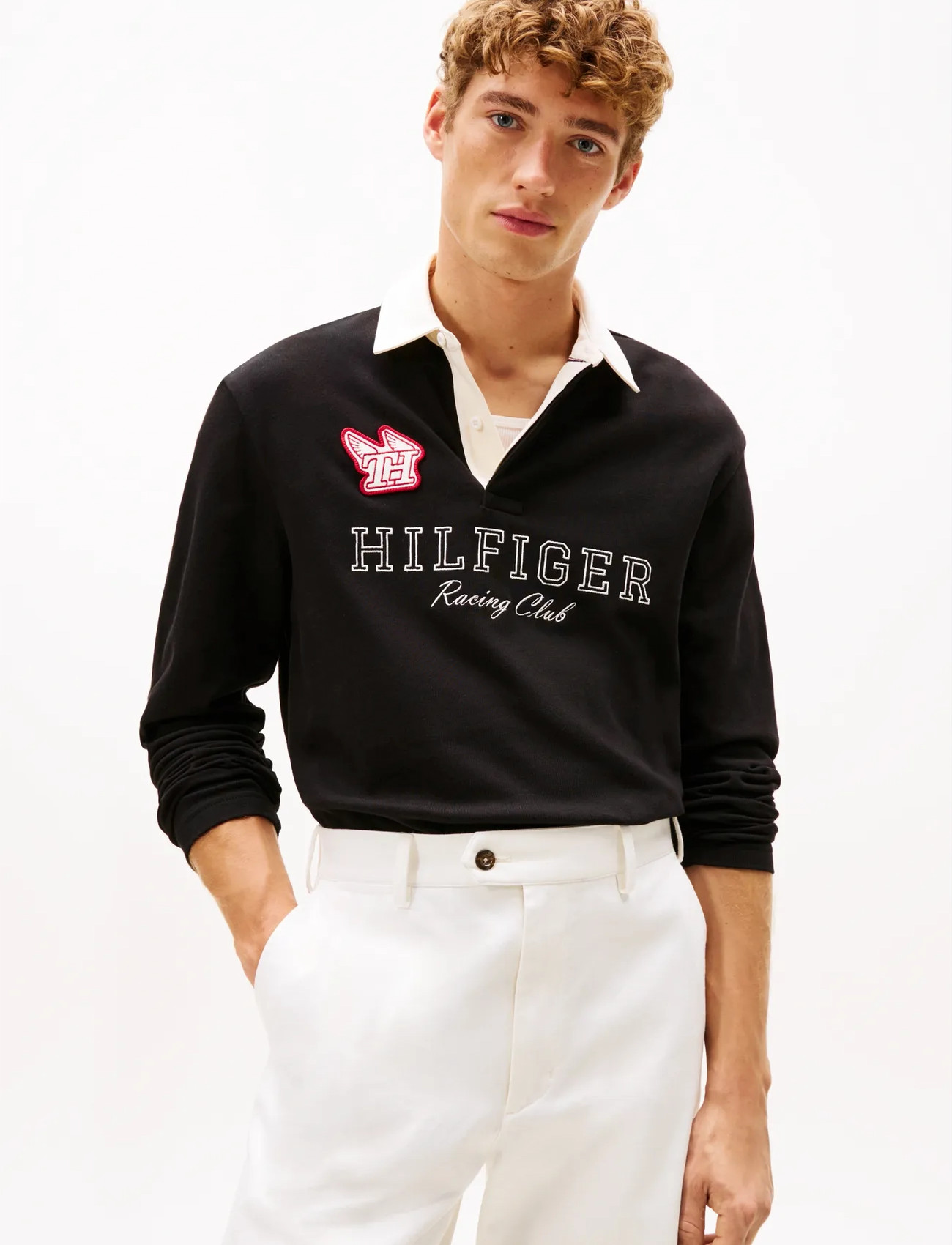 Tommy Hilfiger Ls Athleisure Rugby Polo, L, Black, Poloer > Langærmede, Herre