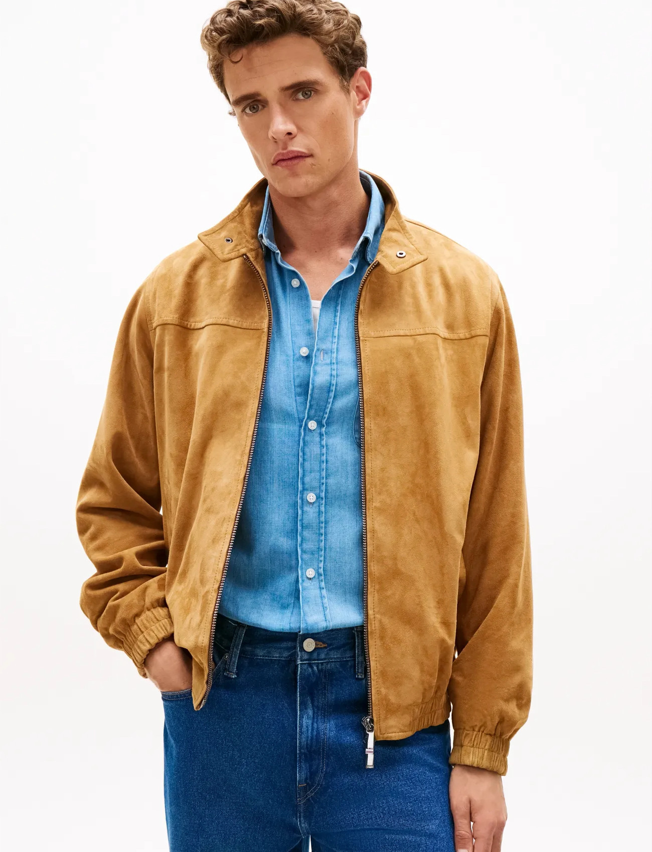 Tommy Hilfiger Dc Essential Leather Jacket, L, Beige, Jakker > Læder, Herre