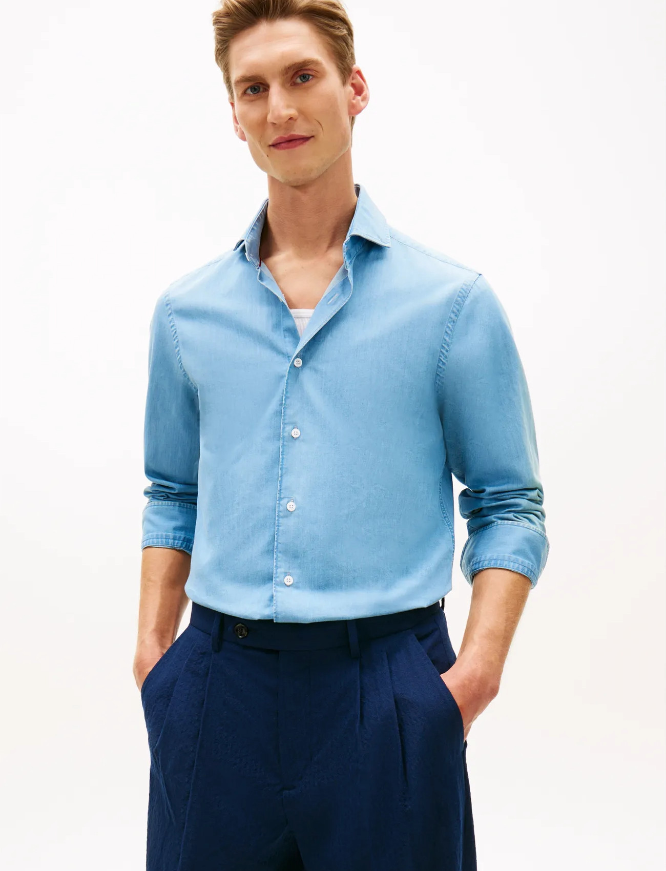 Tommy Hilfiger Dc Denim Shirt, L, Blue, Skjorter > Afslappet Shirts, Herre