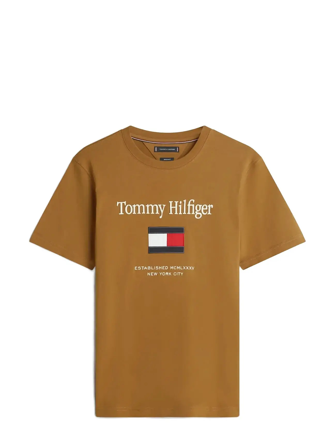 TOMMY HILFIGER Tommy Embro Flag Tee Braun - S - Herren