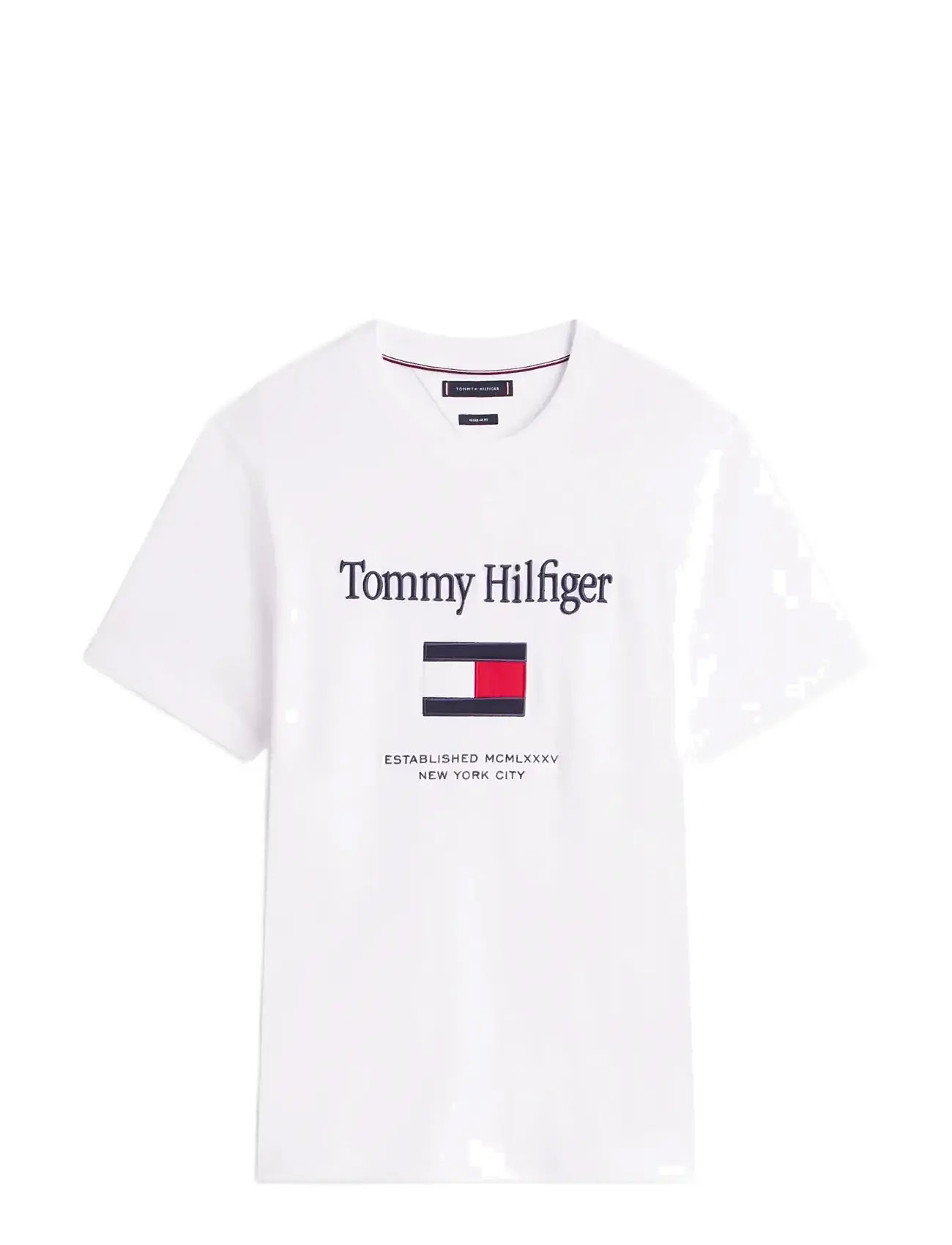 TOMMY HILFIGER Tommy Embro Flag Tee Weiß - L - Herren