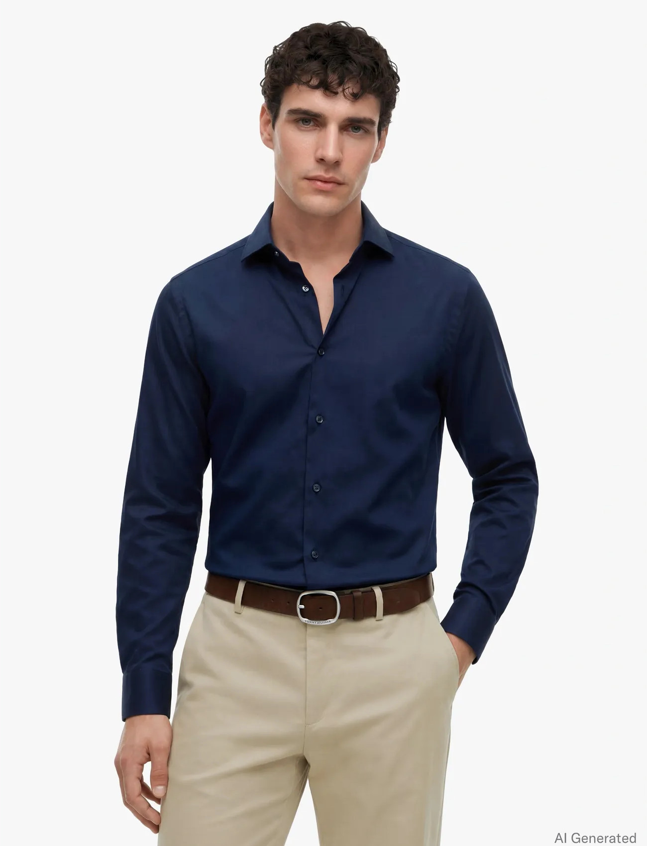 Tommy Hilfiger Dc Flex Collar Solid Shirt, R/43, Blue, Skjorter > Afslappet Shirts, Herre