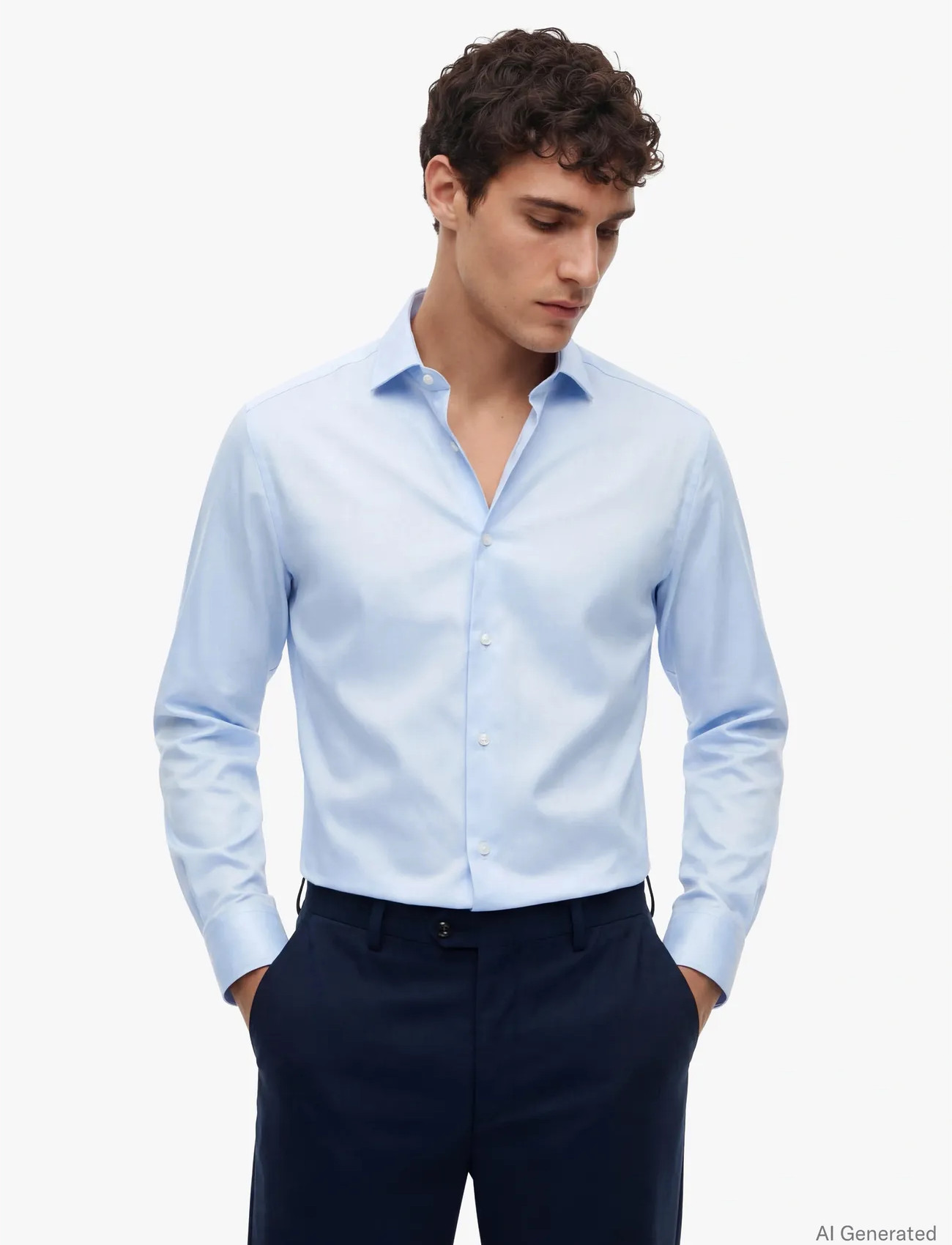 Tommy Hilfiger Dc Flex Collar Solid Shirt, R/42, Blue, Skjorter > Afslappet Shirts, Herre
