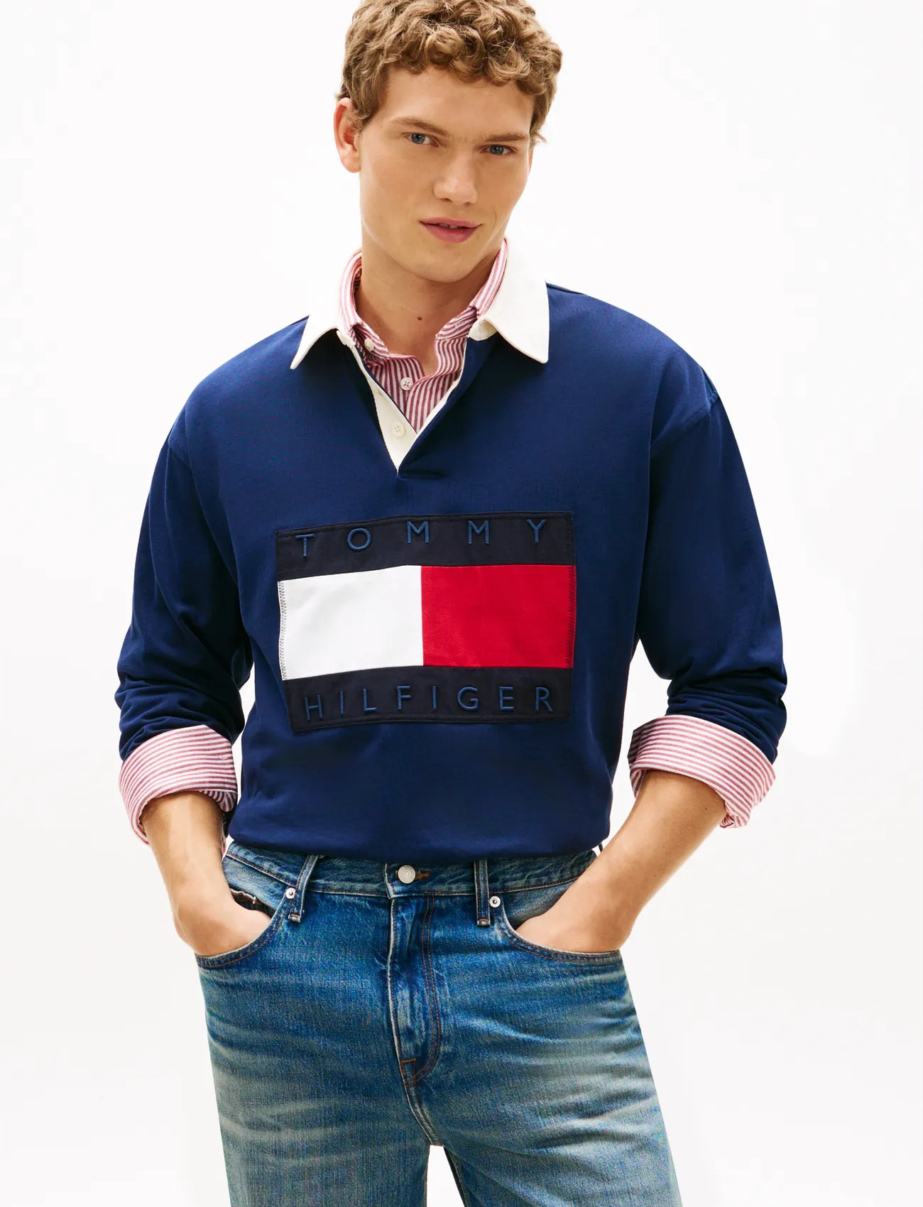 Tommy Hilfiger Flag Rugby, XXL, Navy, Poloer > Langærmede, Herre