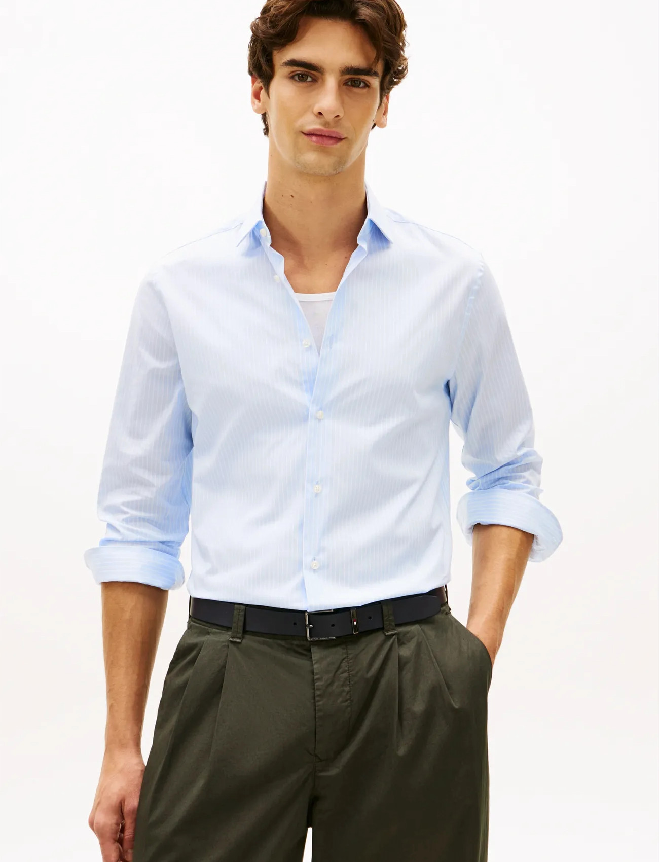 Tommy Hilfiger Dc Flex Collar Hairline Stripe, R/45, Blue, Skjorter > Business Shirts, Herre