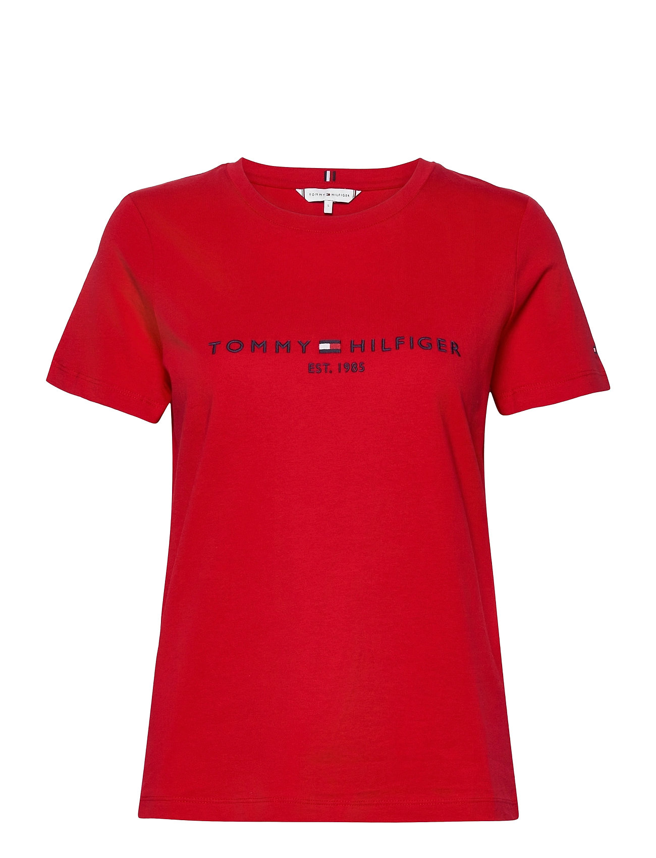 Th Ess Hilfiger C-Nk Reg Tee Ss T-shirts & Tops Short-sleeved Punainen Tommy Hilfiger