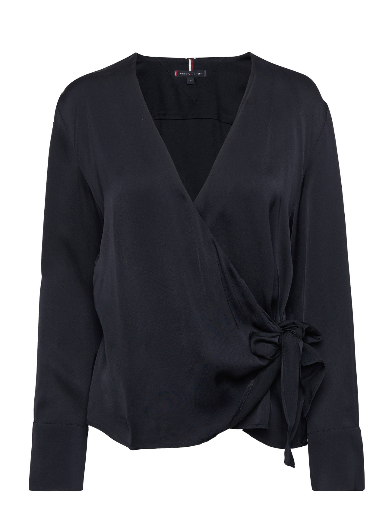 Tommy Hilfiger Vis Long Blouse - Crepe Solid Wrap sleeved blouses Ls