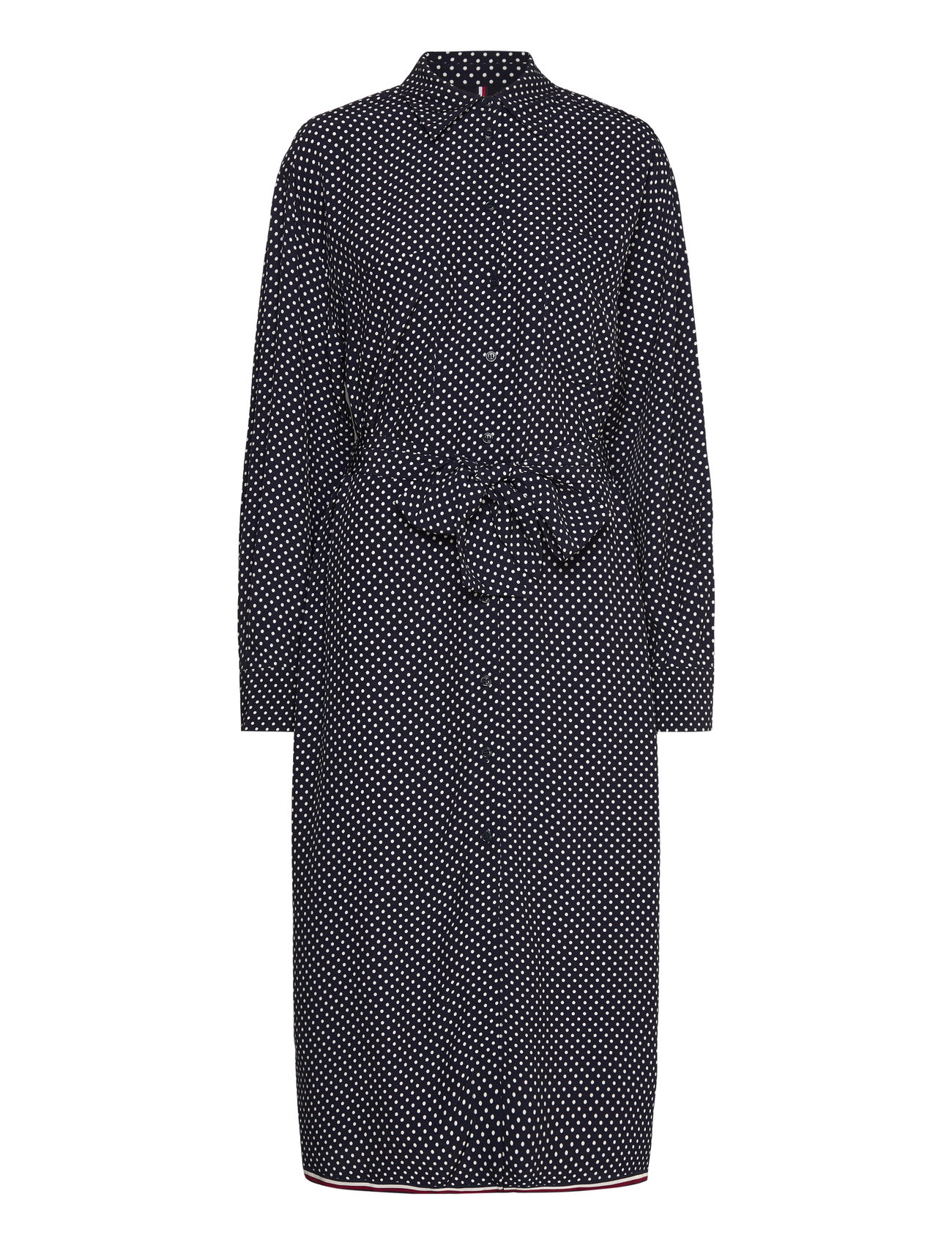 Polkadot Midi Shirt Dress Ls Knelang Kjole Black Tommy Hilfiger