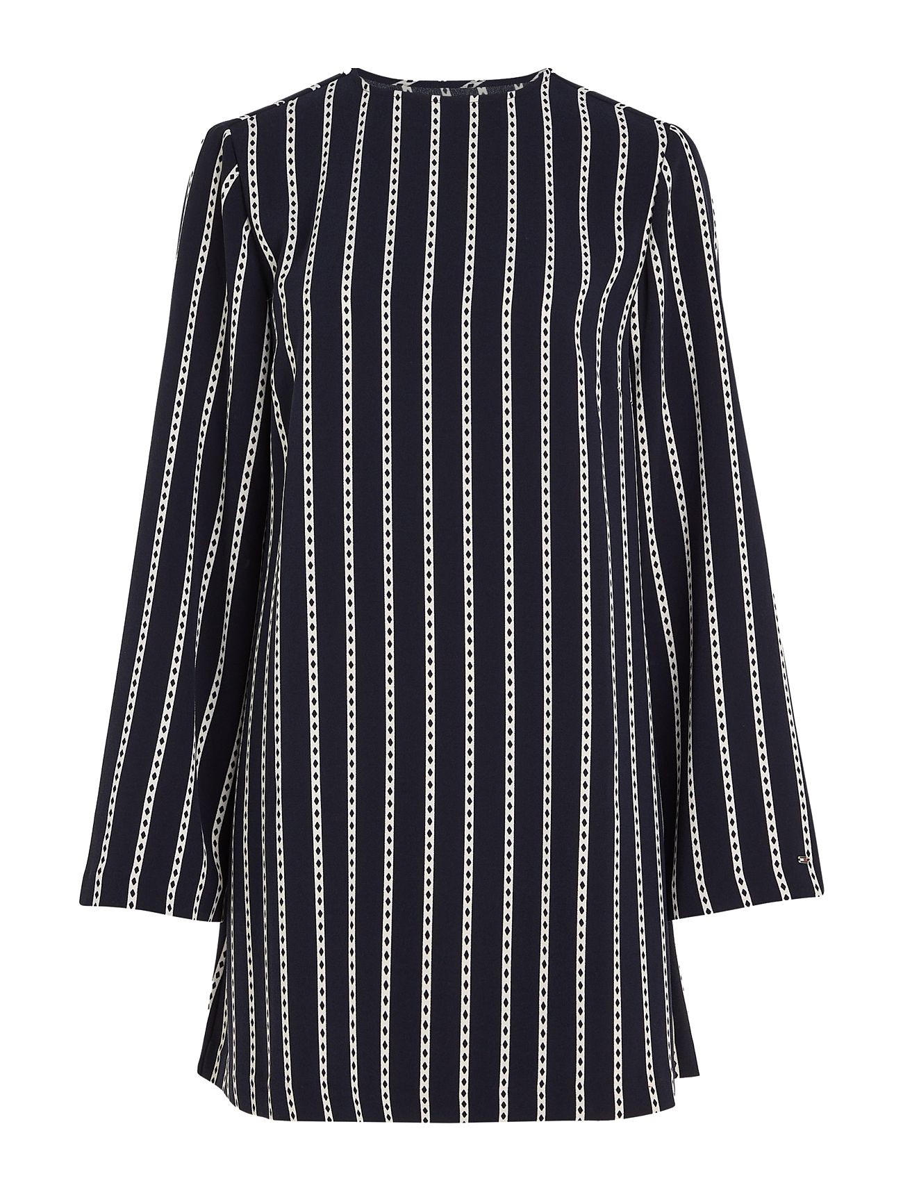 Argyle Stripe Crepe Shift Dress Black Tommy Hilfiger