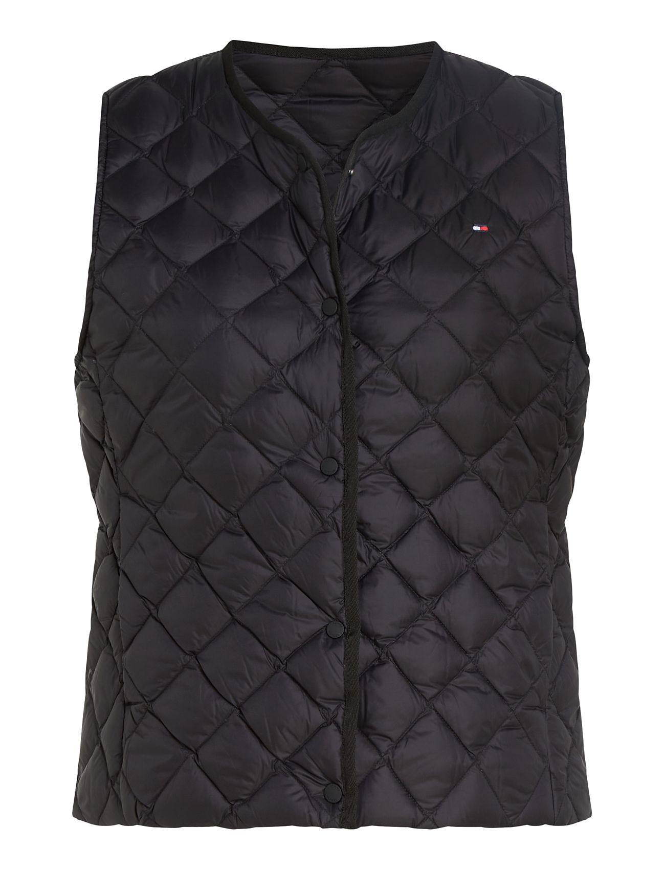 Lw Down Quilted Collarless Vest Black Tommy Hilfiger
