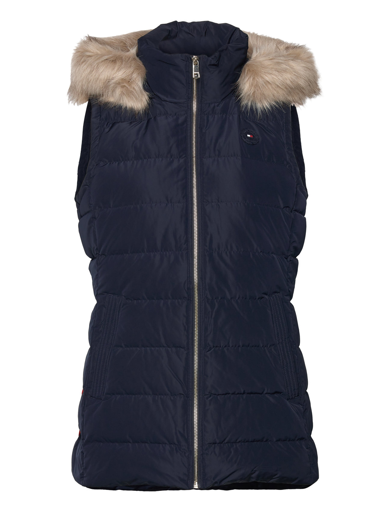 Tommy Hilfiger Heritage Down Tyra Vest With Fur Marinblå