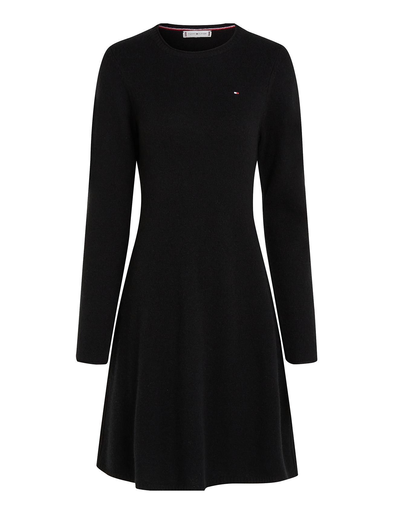 Soft Wool Flared C-Nk Swt Dress Black Tommy Hilfiger