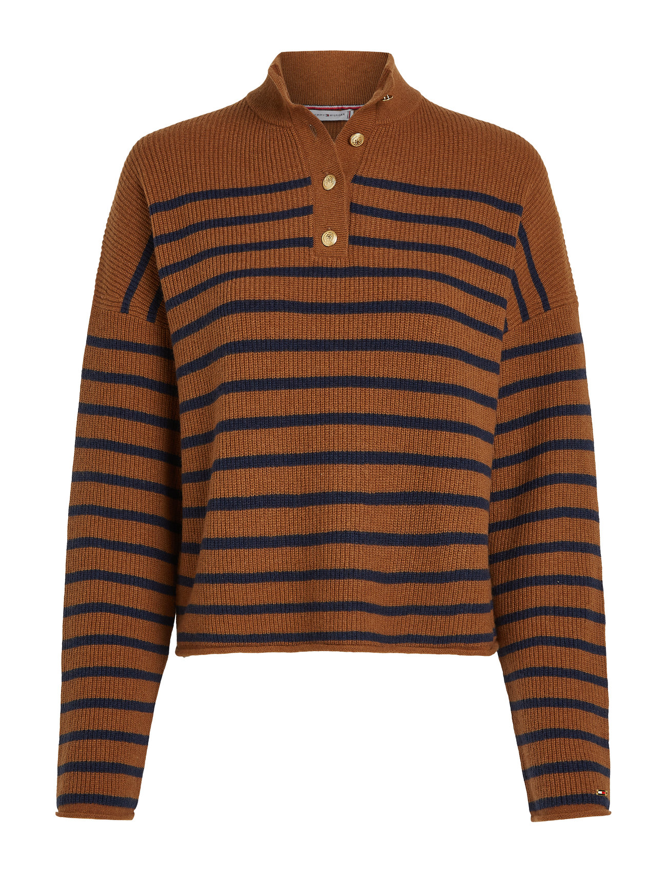 Tommy Hilfiger Gold Button Polo Ls Sweater Brun