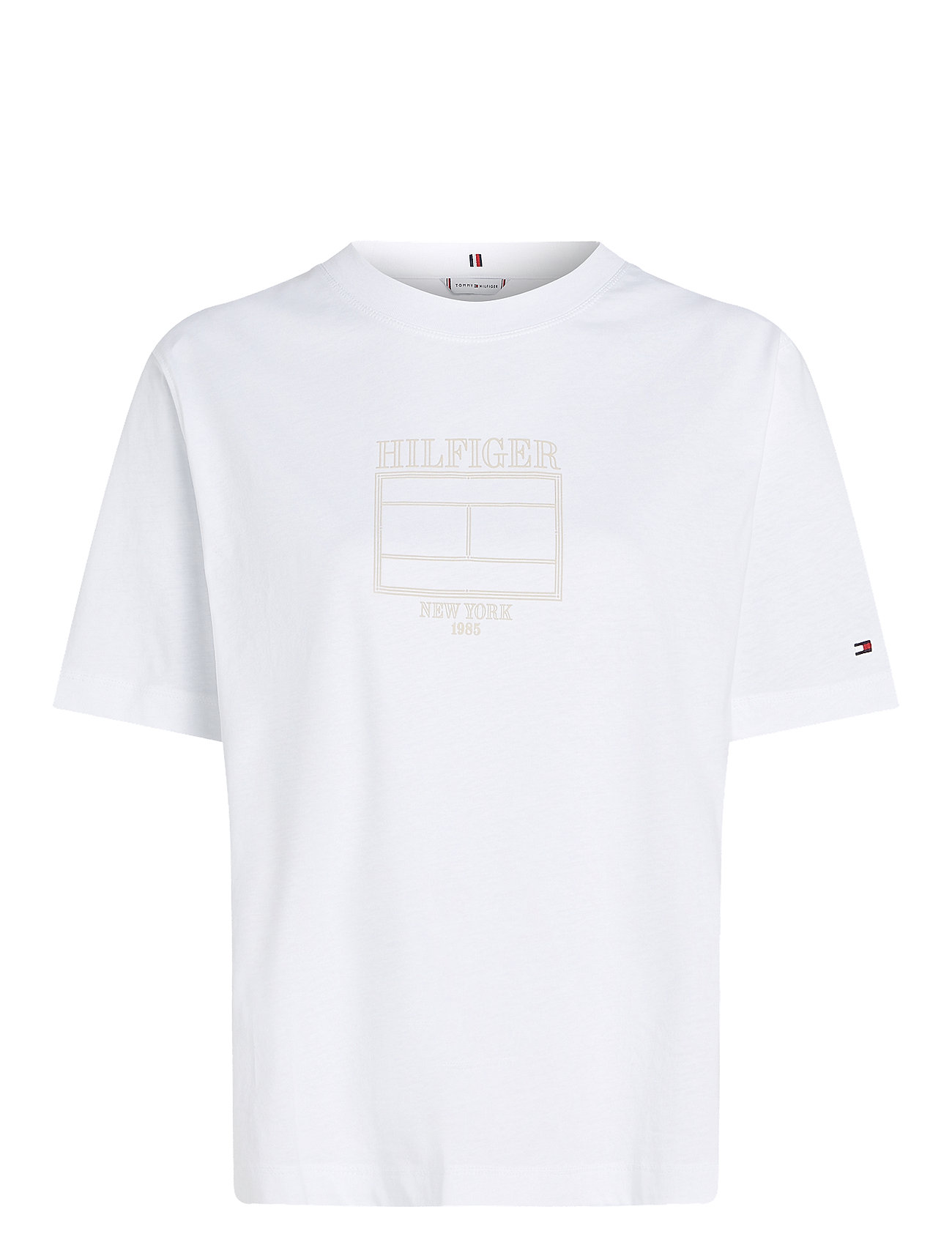 TOMMY HILFIGER Mdrn Outline Flag C-Nk Tee Weiß - XXS - Damen
