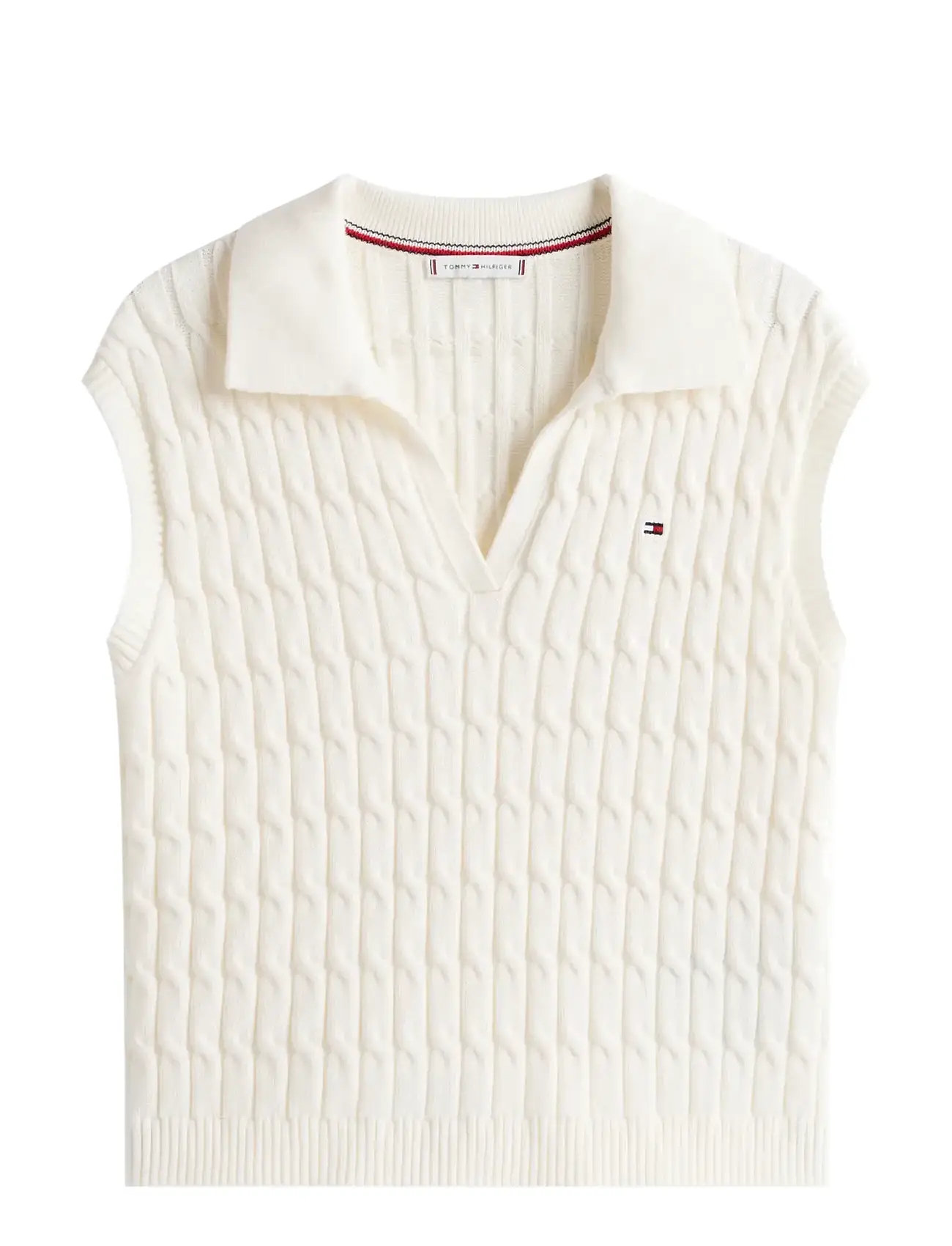 TOMMY HILFIGER Co Cable Mid Gg Open Polo Vest Weiß - M - Damen
