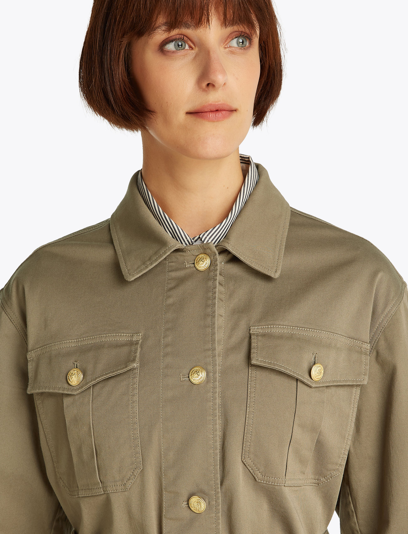 Tommy Hilfiger Gold Button Utility Jacket, XS, Green, Jakker > Let Sommerjakke, Dame