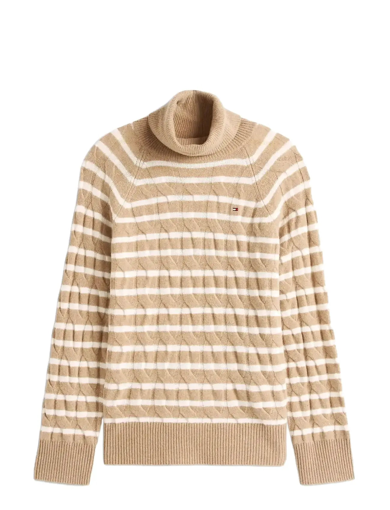 TOMMY HILFIGER Soft Wolle Cable Roll-Nk Ls Swt Beige - L - Damen