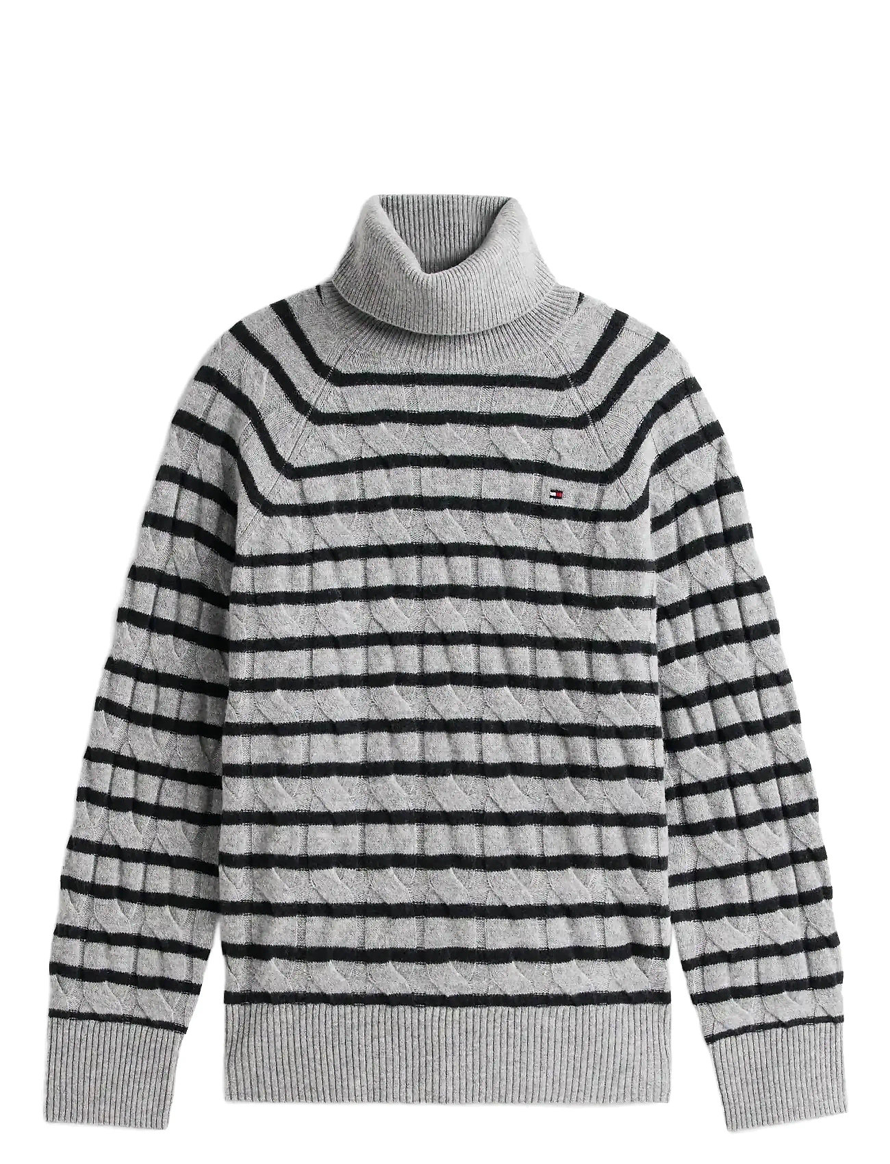 TOMMY HILFIGER Soft Wolle Cable Roll-Nk Ls Swt Grau - S - Damen