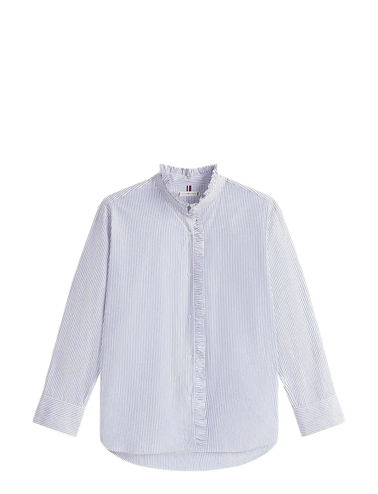 TOMMY HILFIGER Poplin Ruffle Shirt Blau - 38 - Damen