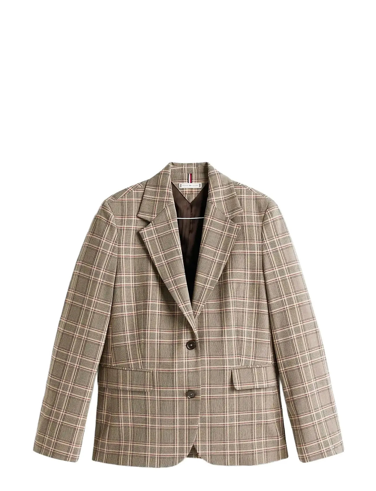 TOMMY HILFIGER Core Check Reg Straight Blazer Beige - 42 - Damen