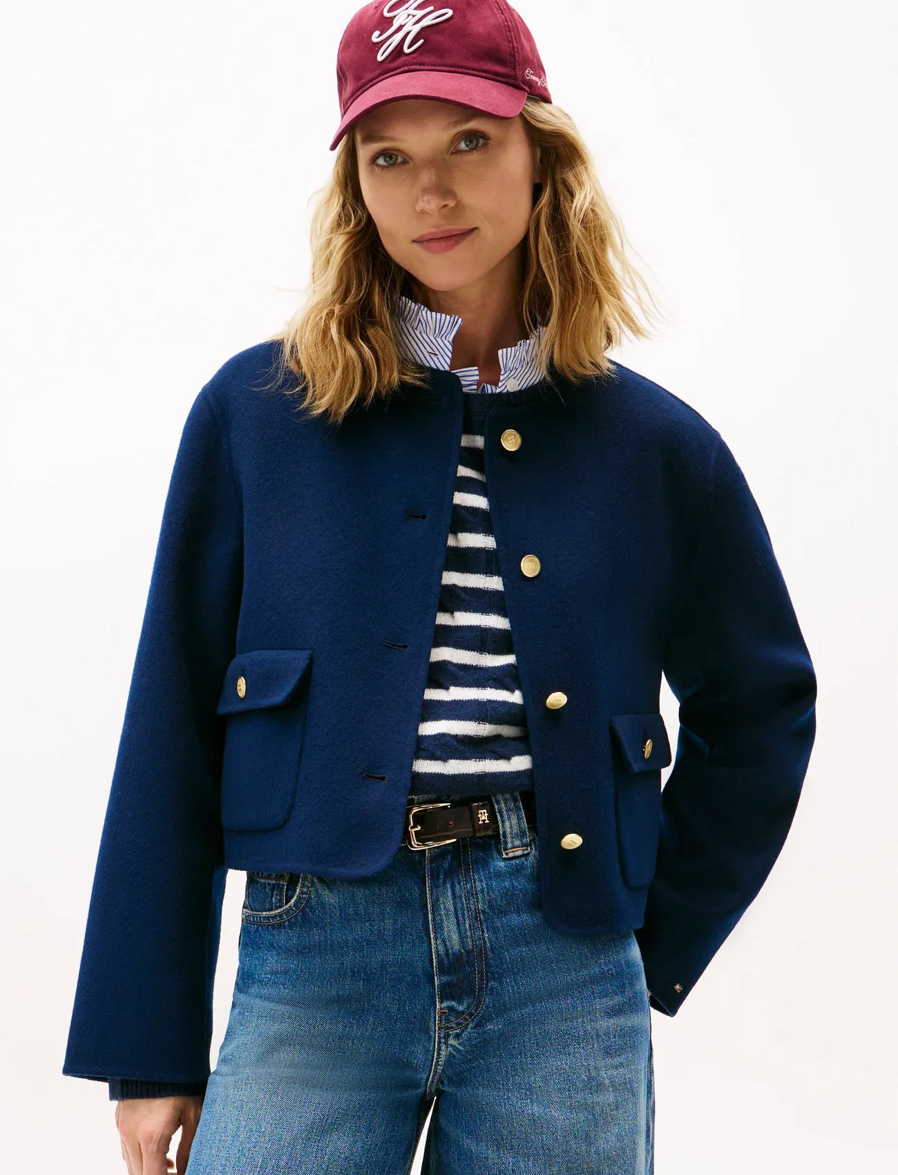 Tommy Hilfiger Df Wool Blend Reg Lady Jacket, 34, Navy, Blazere > Bouclé Blazere, Dame