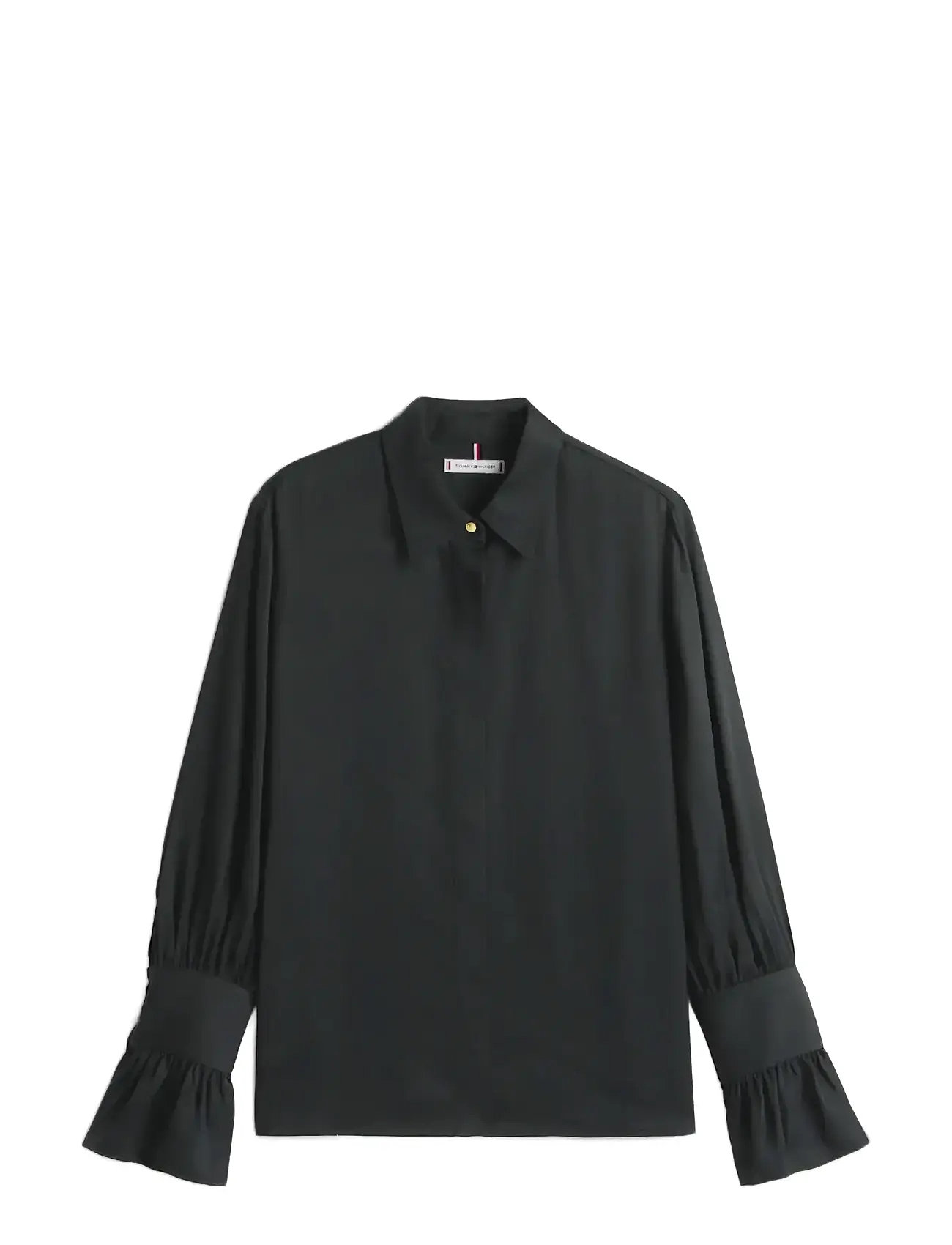 TOMMY HILFIGER Sateen Ruffle Cuff Ls Shirt Schwarz - 38 - Damen