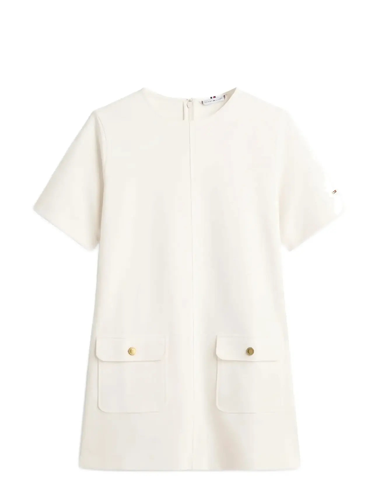 TOMMY HILFIGER Gold Button Shift Mini Kleid Cream - XS - Damen