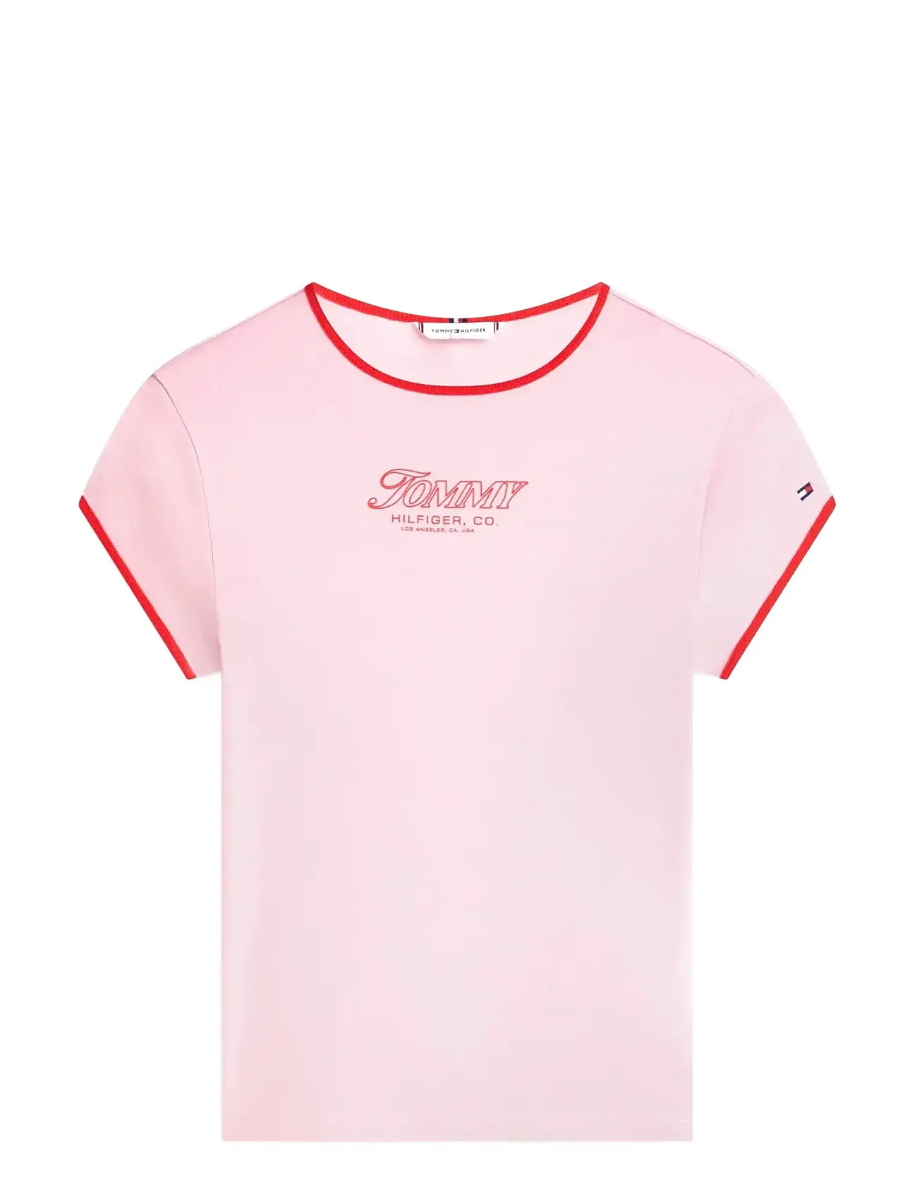 TOMMY HILFIGER Tilt Graphic Slim C-Nk Ss Tee Pink - XL - Damen