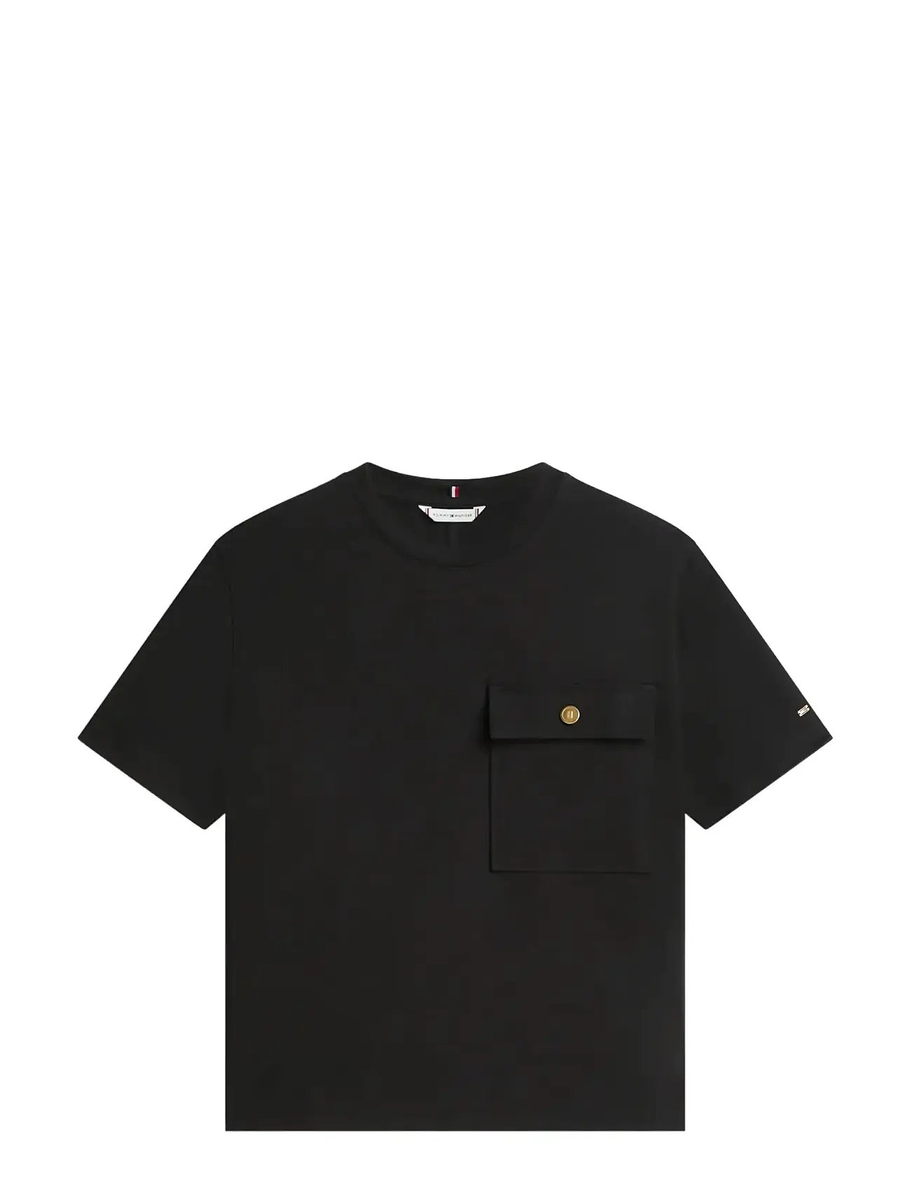 TOMMY HILFIGER Gold Button Long Ss Tee Schwarz - L - Damen