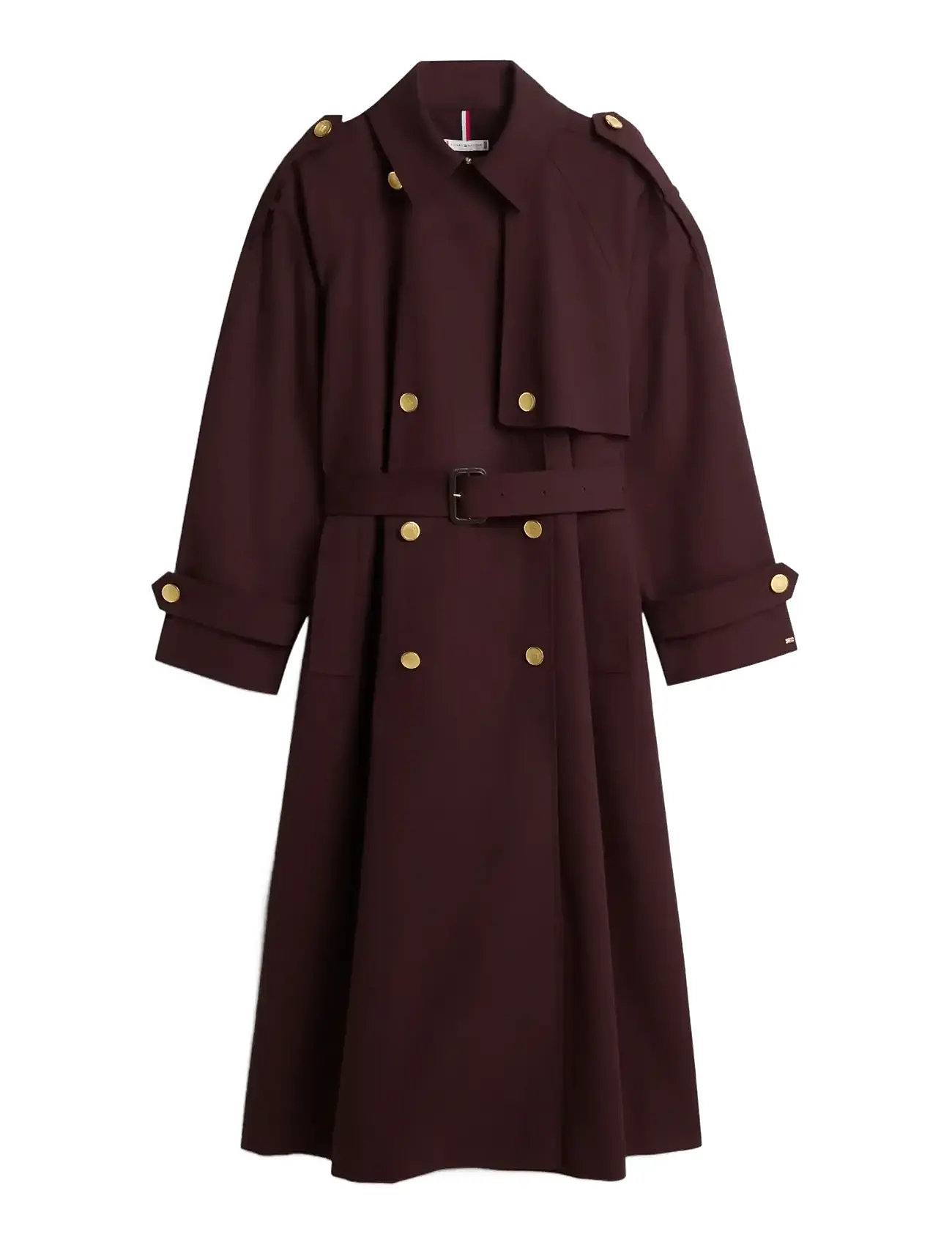 TOMMY HILFIGER Oversized Baumwolle Trench Mantel Burgundy - XL - Damen