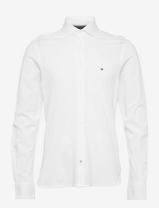 SLIM SOLID KNITTED SHIRT - linen shirts - custom color white