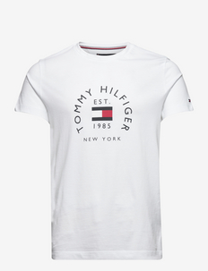 HILFIGER FLAG ARCH TEE - kortärmade t-shirts - white
