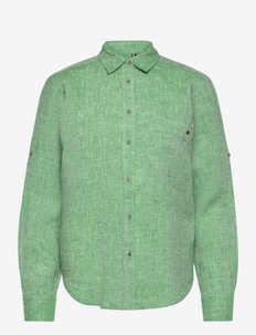 LINEN N RELAXED LONG SHIRT LS - long-sleeved shirts - botanical green
