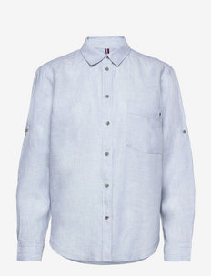 LINEN N RELAXED LONG SHIRT LS - long-sleeved shirts - breezy blue