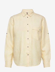 LINEN N RELAXED LONG SHIRT LS - long-sleeved shirts - lemon twist