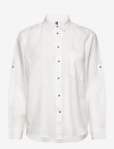 LINEN N RELAXED LONG SHIRT LS - long-sleeved shirts - th optic white