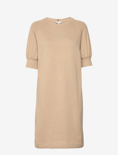 REGULAR GRAPHIC C-NK SHORT DRESS - summer dresses - beige