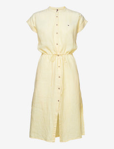 LINEN MIDI SHIRT DRESS SS - shirt dresses - lemon twist
