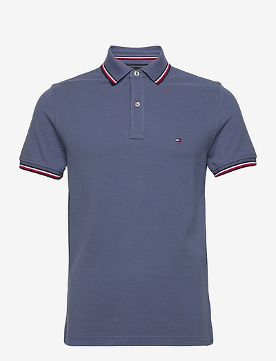 TOMMY TIPPED SLIM POLO - short-sleeved polos - faded indigo