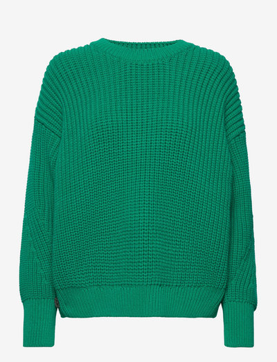 ORG COTTON BUTTON C-NK SWEATER - sweatshirts & hoodies - courtside green