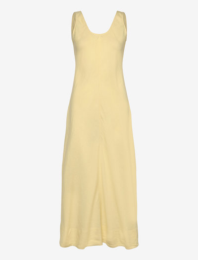 TEXTURED LINEN TANK MAXI DRESS