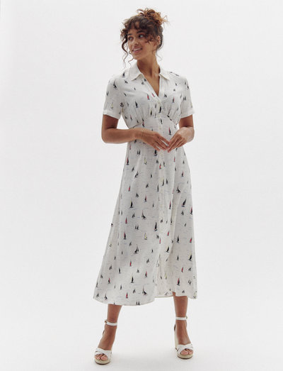 Object Dames Objjacira S/S Shirt Dress Noos Jurk, Provence/Aop: cloud Dancer, 36