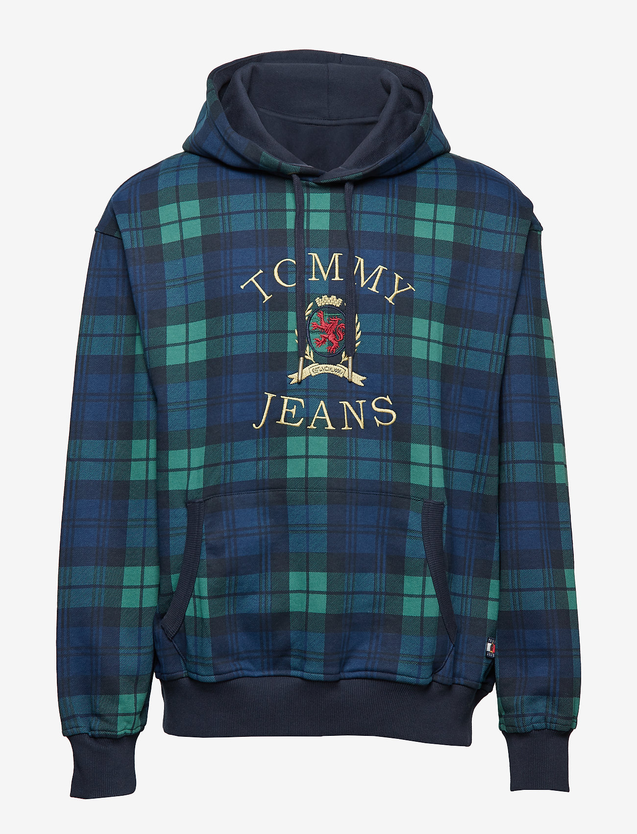 tommy jeans plaid crest hoodie