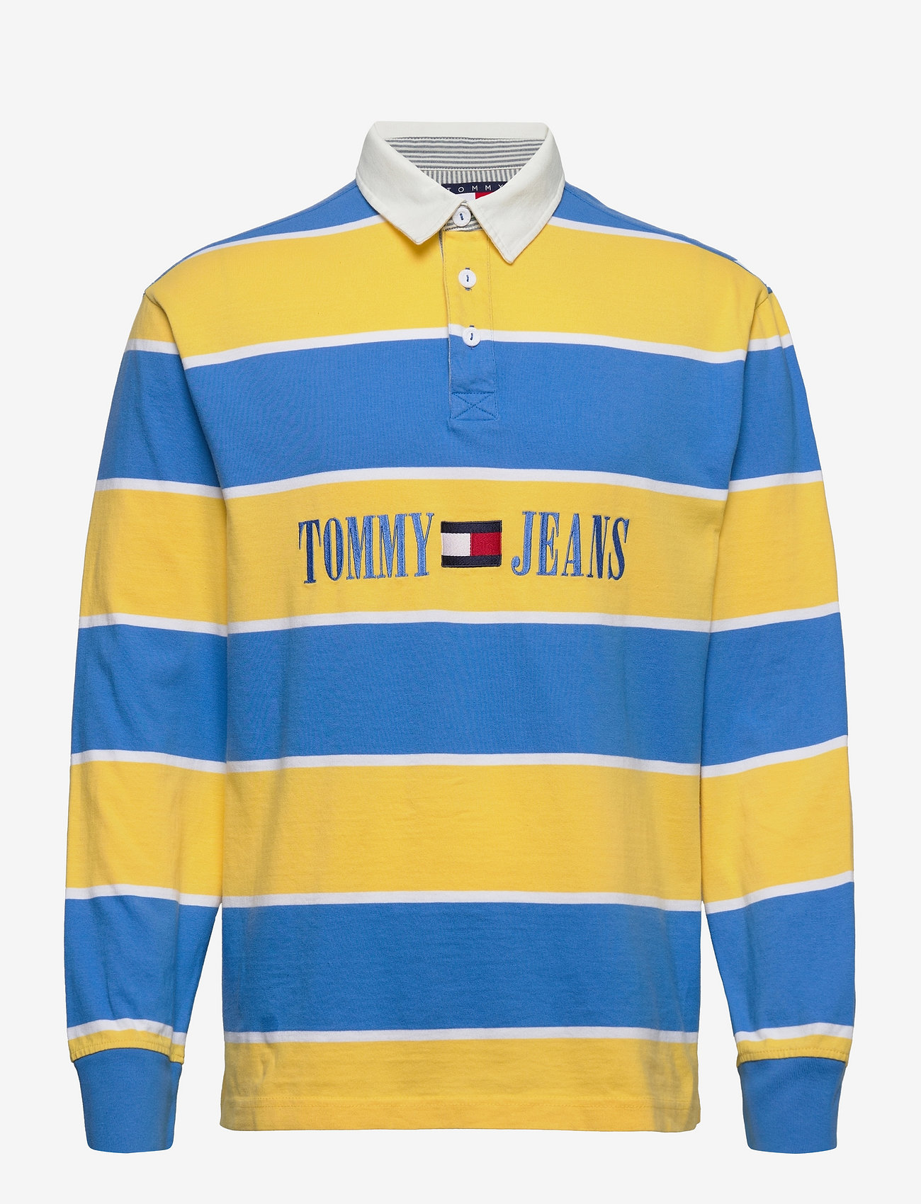 Tommy Jeans - TJM STRIPE RUGBY - polo shirts - tuscan sun / electric aqua - 0