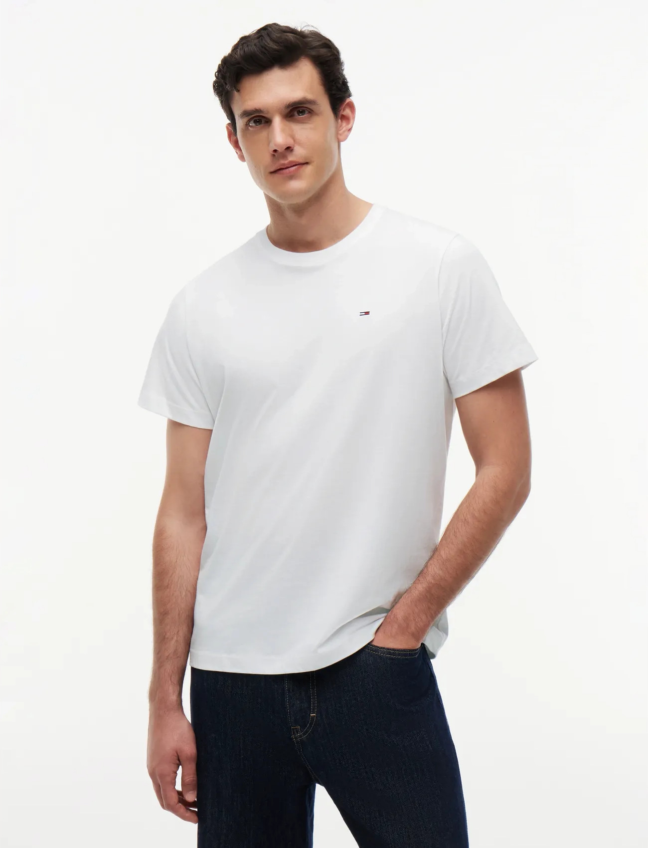 Tommy Jeans Tjm Classic Jersey C Neck, XXL, White, T-Shirts > Kortærmede, Herre