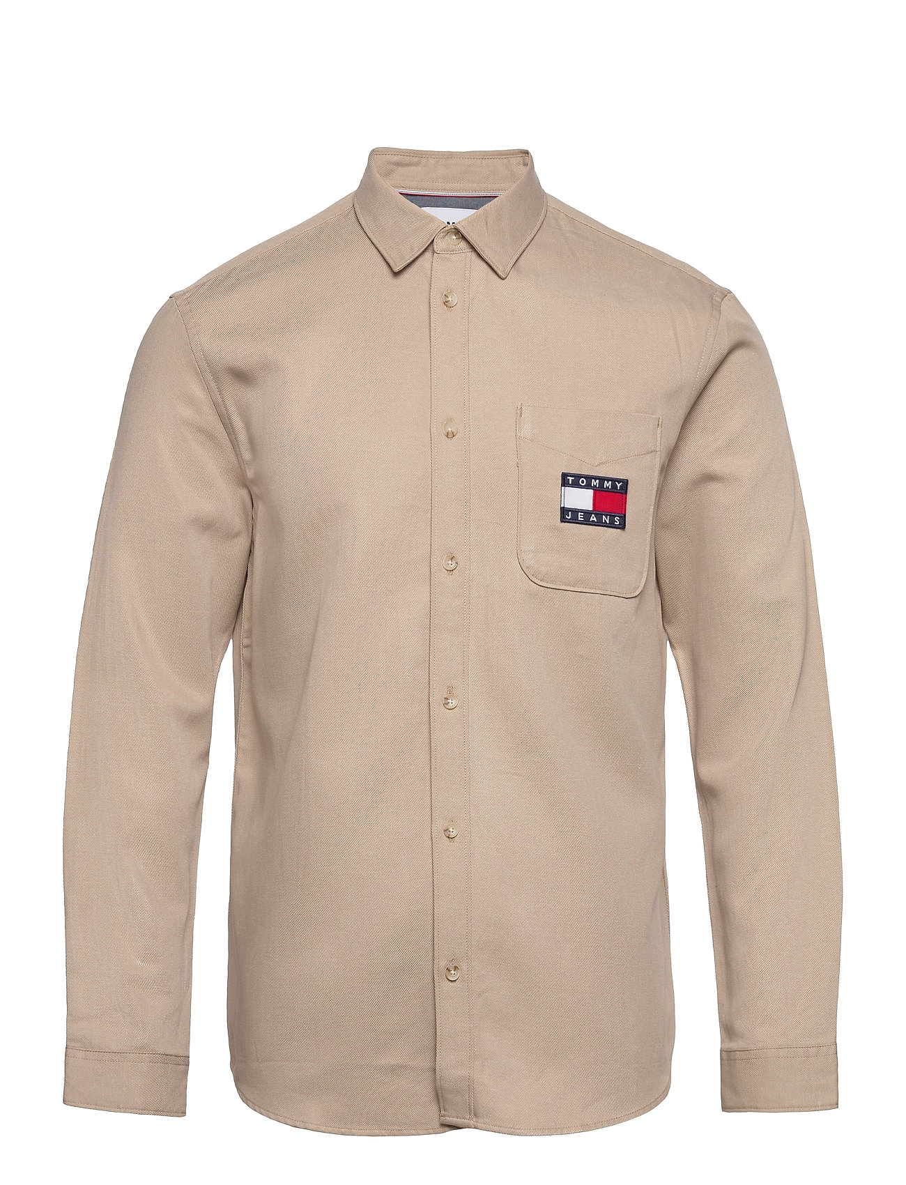 Hvid Hilfiger Tjm Badge Tencel Twill Skjorte Casual Beige Tommy Jeans casual skjorter for herre - Pashion.dk