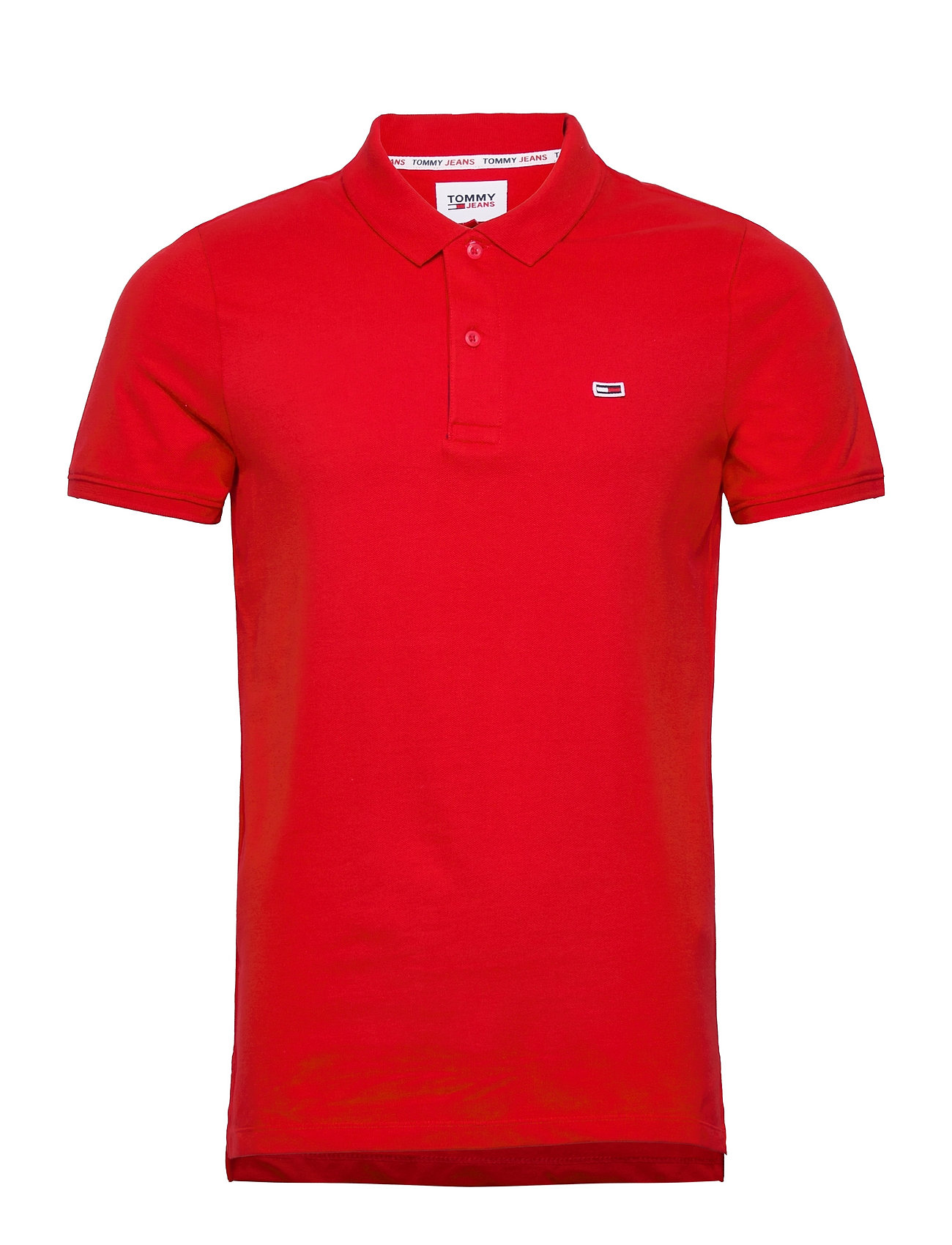 Tjm Solid Stretch Polo Polos Short-sleeved Röd Tommy Jeans